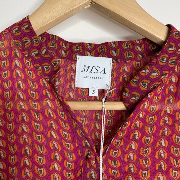 Misa Los Angeles Inge Printed Ruffle Mini Dress Womens Small New - Picture 15 of 16